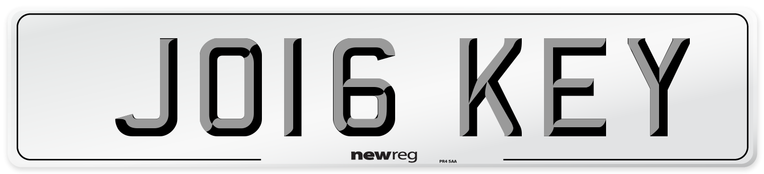 JO16 KEY Number Plate from New Reg